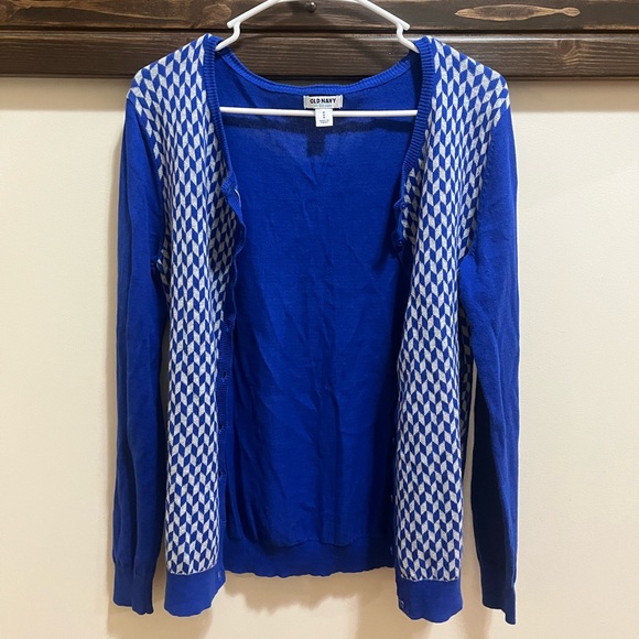 Old Navy Blue Checkered Button Up Cardigan/Sweater Size M - Picture 7 of 7